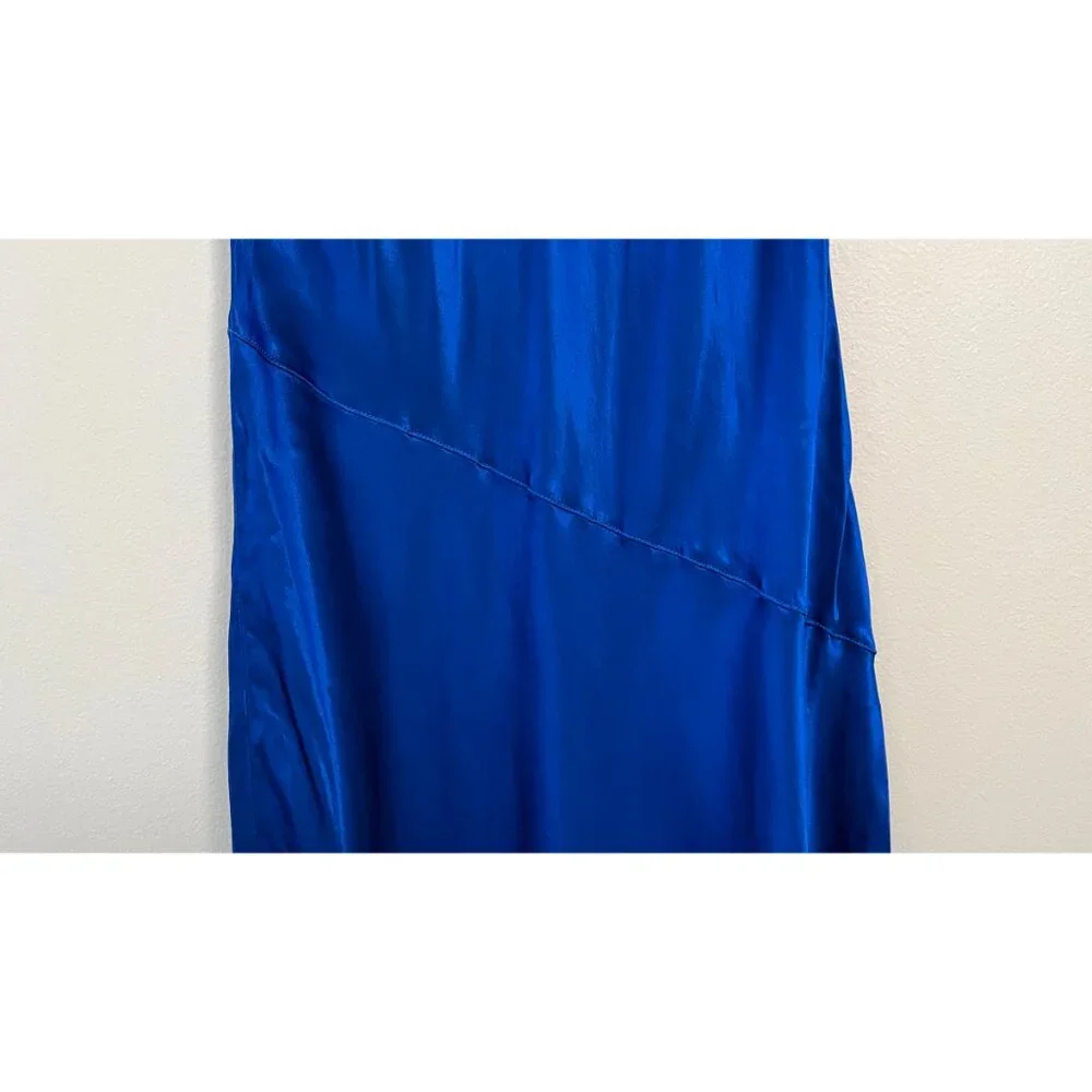 RAQUEL ALLEGRA LAPIS BLUE SLIP DRESS S - Picture 4 of 11